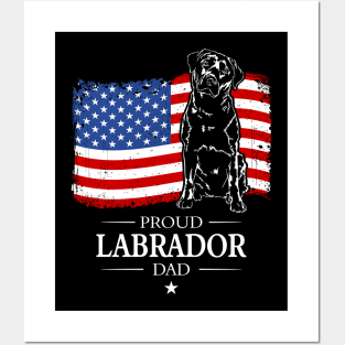 Proud Labrador Dad American Flag patriotic dog Posters and Art